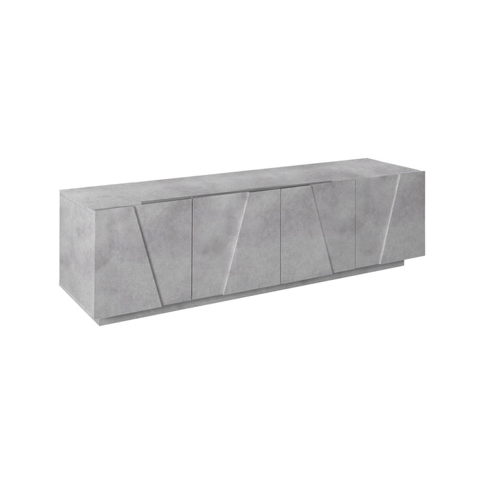 Mobile da soggiorno Porta Acix, Made in Italy, Credenza per Acix da salotto a 4 ante con dettaglio, cm 162x44h46, Grigio Cemento