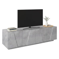 Mobile da soggiorno Porta Acix, Made in Italy, Credenza per Acix da salotto a 4 ante con dettaglio, cm 162x44h46, Grigio Cemento