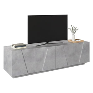 Mobile da soggiorno Porta Acix, Made in Italy, Credenza per Acix da salotto a 4 ante con dettaglio, cm 162x44h46, Grigio Cemento