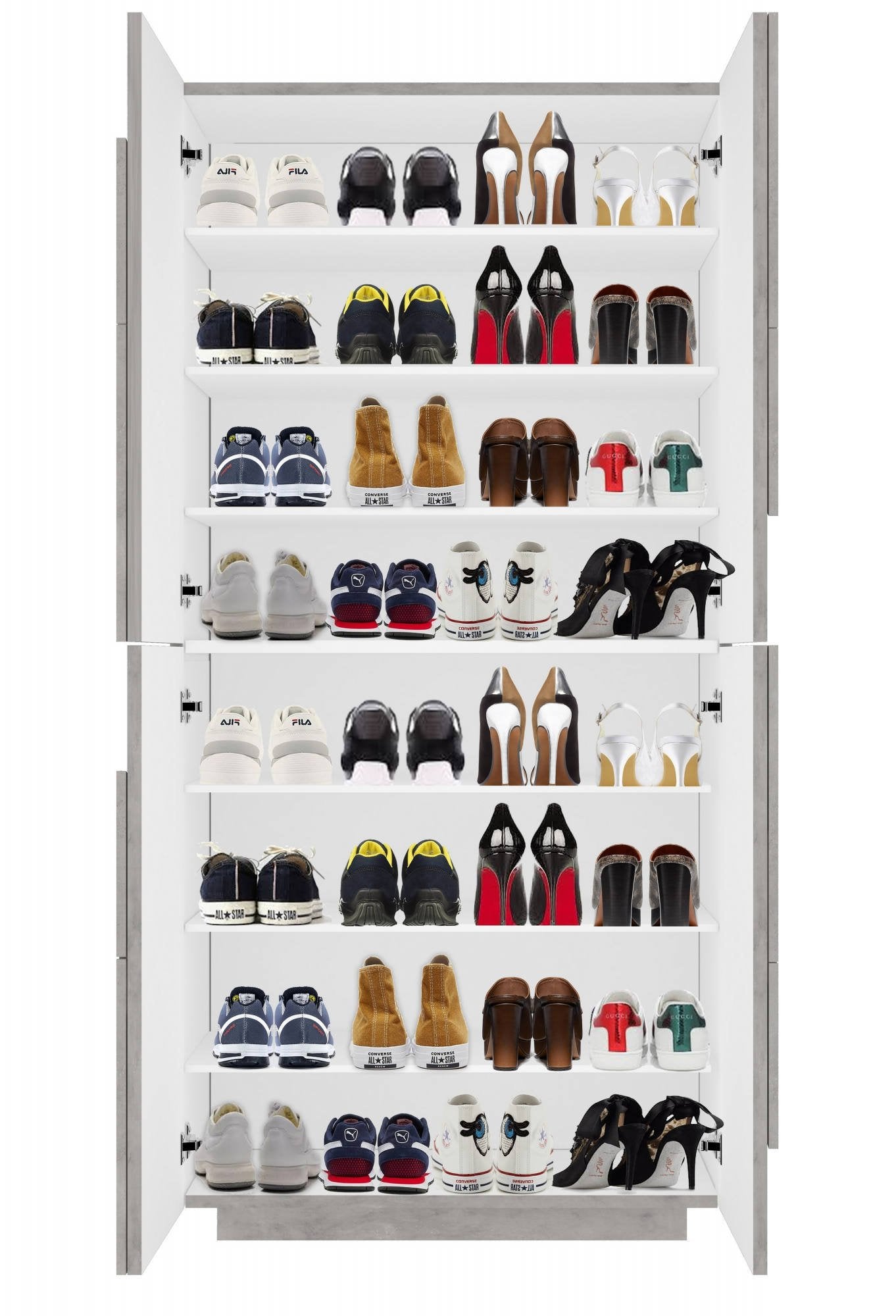 Scarpiera Archibal, Made in Italy, a 4 ante battenti, Portascarpe da ingresso, Mobile multiuso, cm 81x38h167, Grigio Ardesia