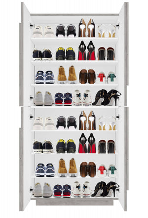 Scarpiera Archibal, Made in Italy, a 4 ante battenti, Portascarpe da ingresso, Mobile multiuso, cm 81x38h167, Grigio Ardesia