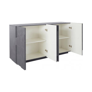 Credenza moderna a 4 Augusto, Made in Italy, Madia da cucina, Buffet di design da soggiorno, cm 162x44h86, Grigio Cenere