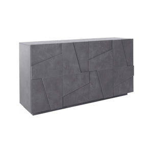 Credenza moderna a 4 Augusto, Made in Italy, Madia da cucina, Buffet di design da soggiorno, cm 162x44h86, Grigio Cenere