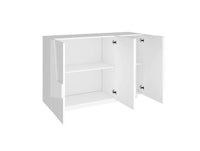 Mobile da ingresso a 3 ante e ripiani Axl, Made in Italy, Entratina moderna, Credenza per atrio, cm 121x38h86, Bianco lucido