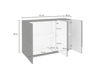 Mobile da ingresso a 3 ante e ripiani Axl, Made in Italy, Entratina moderna, Credenza per atrio, cm 121x38h86, Grigio Ardesia