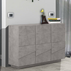 Mobile da ingresso a 3 ante e ripiani Axl, Made in Italy, Entratina moderna, Credenza per atrio, cm 121x38h86, Grigio Ardesia