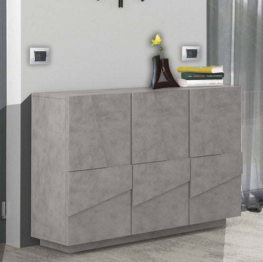 Mobile da ingresso a 3 ante e ripiani Axl, Made in Italy, Entratina moderna, Credenza per atrio, cm 121x38h86, Grigio Ardesia