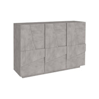 Mobile da ingresso a 3 ante e ripiani Axl, Made in Italy, Entratina moderna, Credenza per atrio, cm 121x38h86, Grigio Ardesia