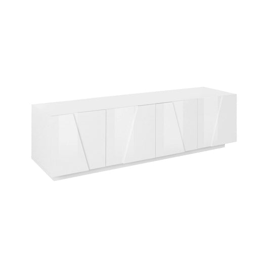Mobile da soggiorno Porta Acix, Made in Italy, Credenza per Acix da salotto a 4 ante con dettaglio, cm 162x44h46, Bianco lucido