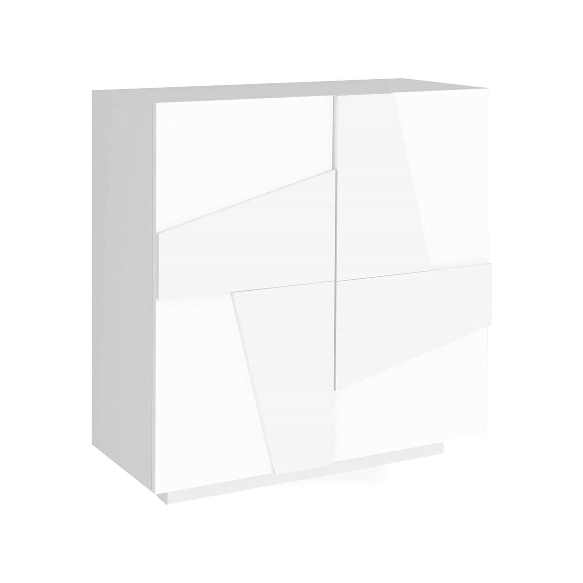 Scarpiera Apetta, Made in Italy, a 2 ante, Portascarpe da ingresso, Mobile multiuso, cm 81x38h86, Bianco lucido con dettaglio