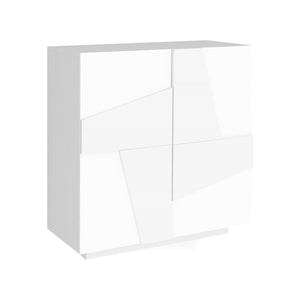 Scarpiera Apetta, Made in Italy, a 2 ante, Portascarpe da ingresso, Mobile multiuso, cm 81x38h86, Bianco lucido con dettaglio