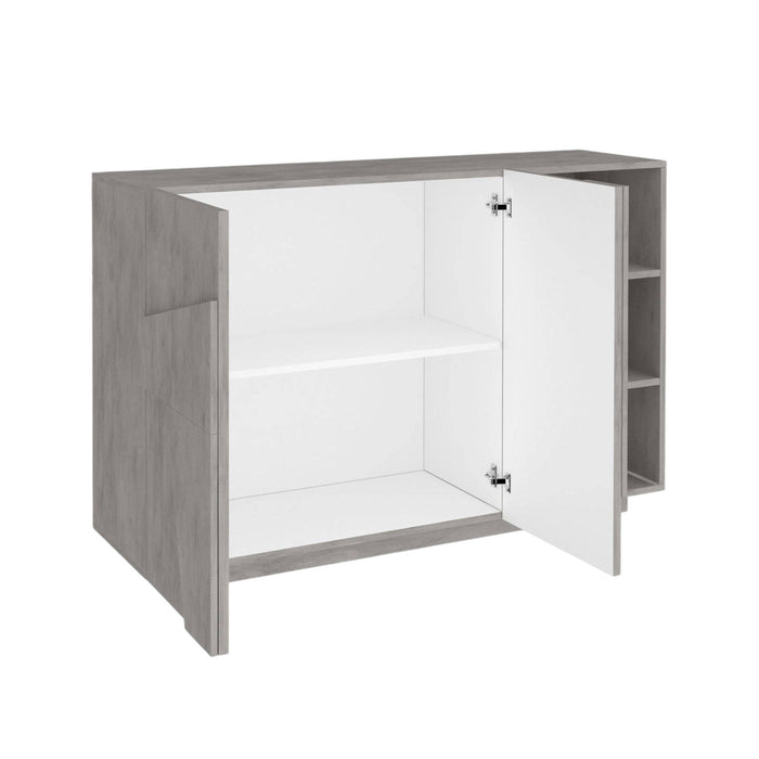 Mobile da ingresso a 2 ante e scaffali Acab, Made in Italy, Entratina moderna, Credenza per atrio, cm 121x38h86, Grigio Ardesia