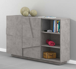 Mobile da ingresso a 2 ante e scaffali Acab, Made in Italy, Entratina moderna, Credenza per atrio, cm 121x38h86, Grigio Ardesia