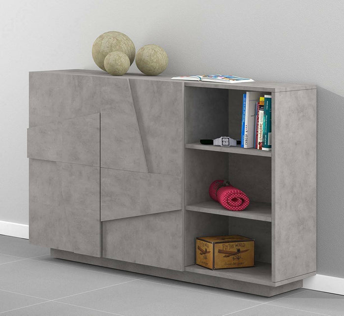 Mobile da ingresso a 2 ante e scaffali Acab, Made in Italy, Entratina moderna, Credenza per atrio, cm 121x38h86, Grigio Ardesia