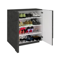 Scarpiera Apetta, Made in Italy, a 2 ante, Portascarpe da ingresso, Mobile multiuso, cm 81x38h86, Grigio Cenere con dettaglio