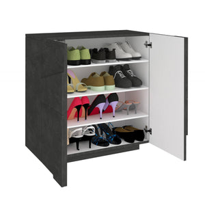 Scarpiera Apetta, Made in Italy, a 2 ante, Portascarpe da ingresso, Mobile multiuso, cm 81x38h86, Grigio Cenere con dettaglio