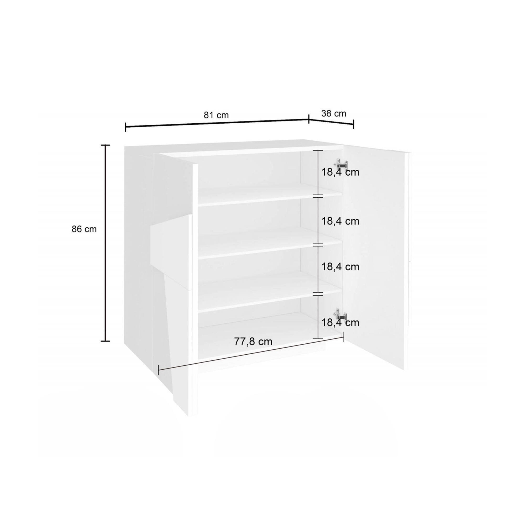 Scarpiera Apetta, Made in Italy, a 2 ante, Portascarpe da ingresso, Mobile multiuso, cm 81x38h86, Grigio Cenere con dettaglio