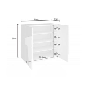 Scarpiera Apetta, Made in Italy, a 2 ante, Portascarpe da ingresso, Mobile multiuso, cm 81x38h86, Grigio Cenere con dettaglio