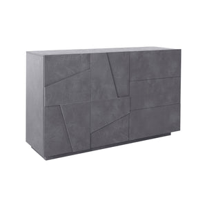 Credenza moderna a 2 ante e 3 Aydee, Made in Italy, Madia da cucina con dettaglio, Buffet di design da soggiorno, cm 143x44h86, Grigio Cenere