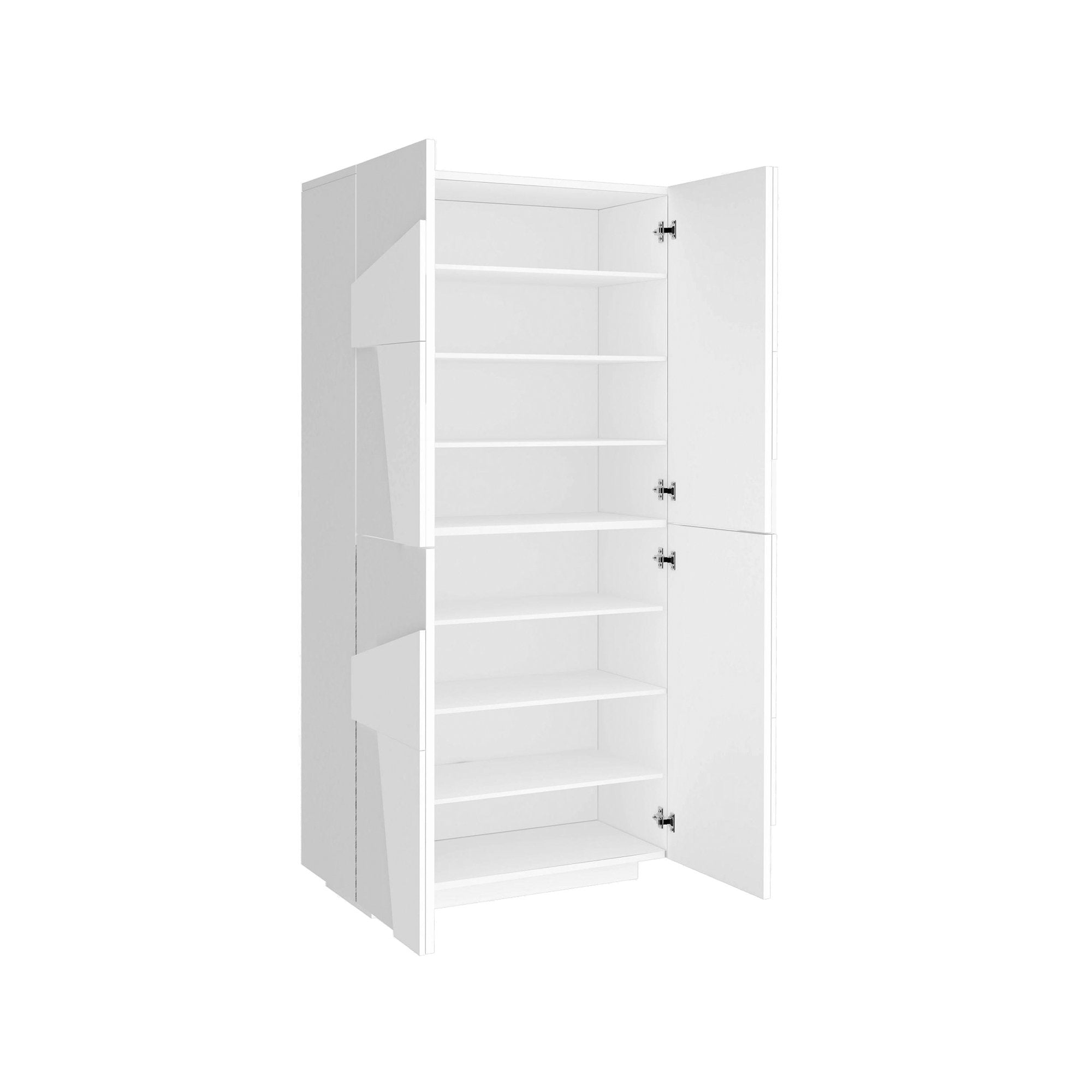 Scarpiera Archibal, Made in Italy, a 4 ante battenti, Portascarpe da ingresso, Mobile multiuso, cm 81x38h167, Bianco lucido