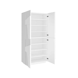 Scarpiera Archibal, Made in Italy, a 4 ante battenti, Portascarpe da ingresso, Mobile multiuso, cm 81x38h167, Bianco lucido