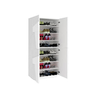 Scarpiera Archibal, Made in Italy, a 4 ante battenti, Portascarpe da ingresso, Mobile multiuso, cm 81x38h167, Bianco lucido