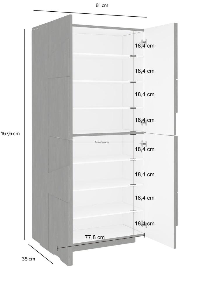 Scarpiera Archibal, Made in Italy, a 4 ante battenti, Portascarpe da ingresso, Mobile multiuso, cm 81x38h167, Bianco lucido