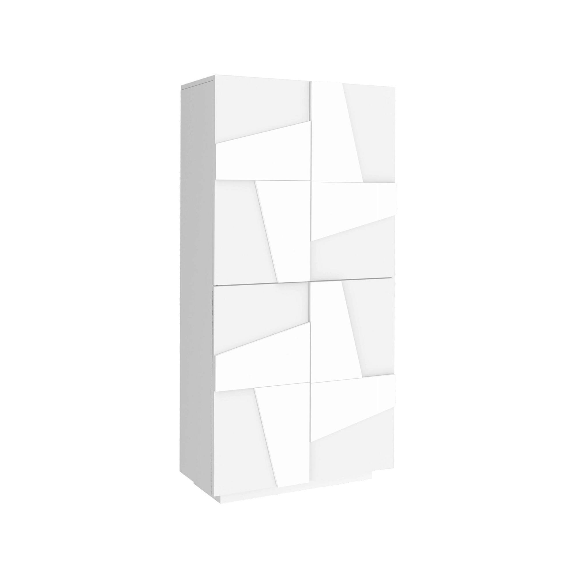 Scarpiera Archibal, Made in Italy, a 4 ante battenti, Portascarpe da ingresso, Mobile multiuso, cm 81x38h167, Bianco lucido