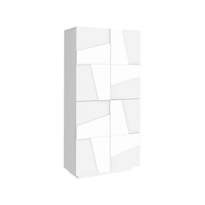 Scarpiera Archibal, Made in Italy, a 4 ante battenti, Portascarpe da ingresso, Mobile multiuso, cm 81x38h167, Bianco lucido