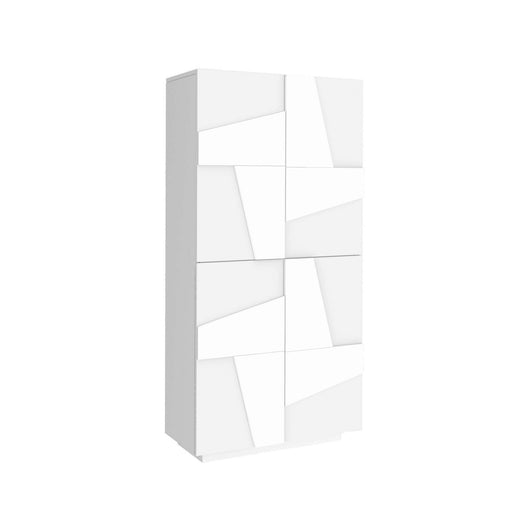 Scarpiera Archibal, Made in Italy, a 4 ante battenti, Portascarpe da ingresso, Mobile multiuso, cm 81x38h167, Bianco lucido