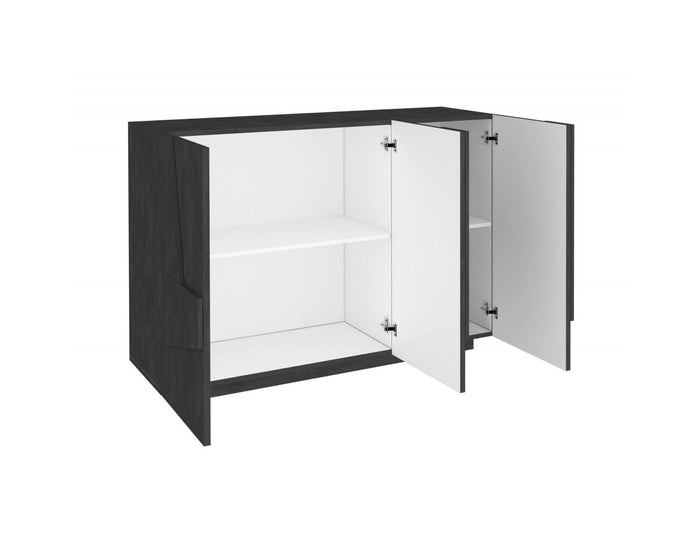 Mobile da ingresso a 3 ante e ripiani Axl, Made in Italy, Entratina moderna, Credenza per atrio, cm 121x38h86, Grigio Cenere