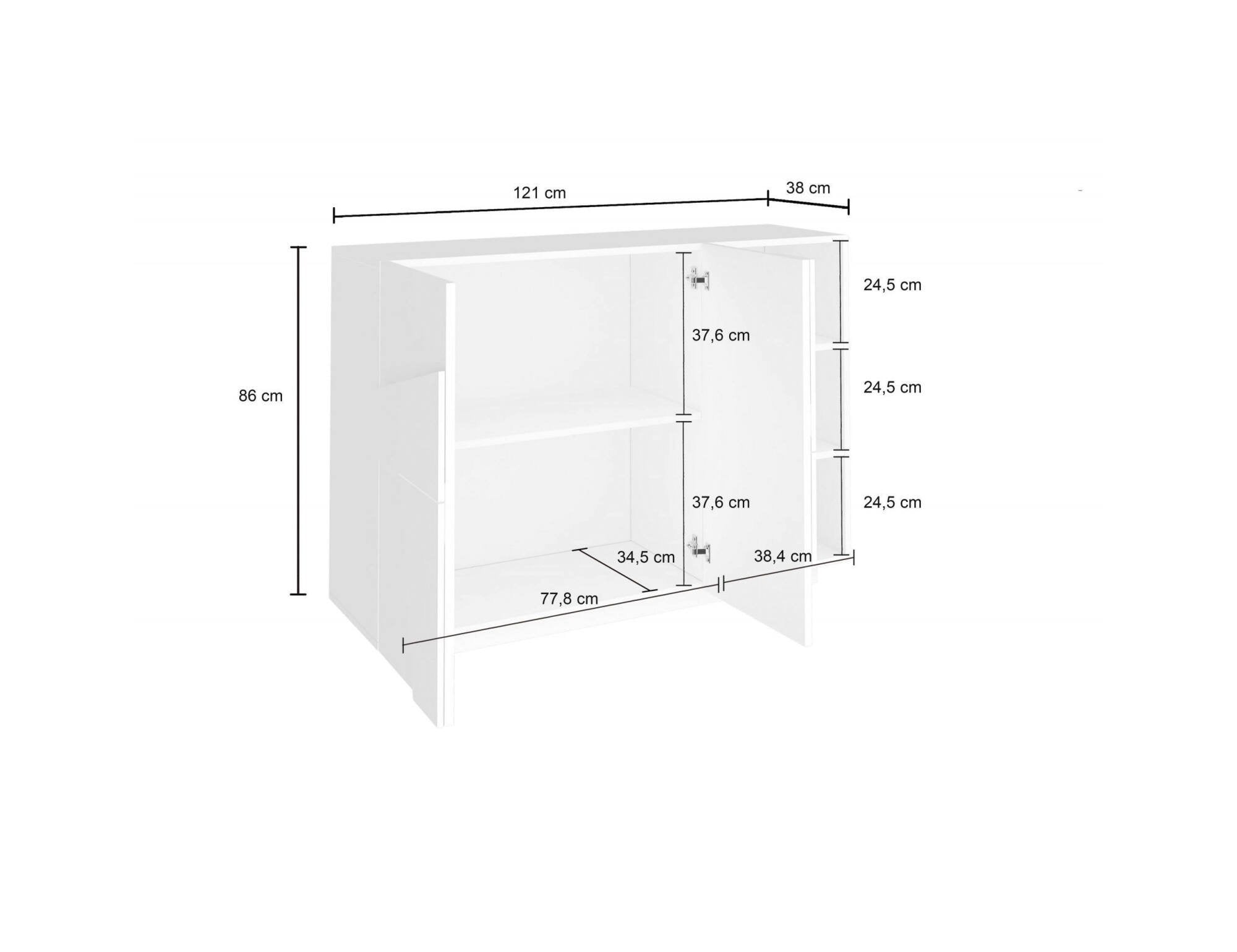 Mobile da ingresso a 3 ante e ripiani Axl, Made in Italy, Entratina moderna, Credenza per atrio, cm 121x38h86, Grigio Cenere