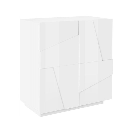 Credenza moderna a 2 Arli, Made in Italy, Madia da cucina, Buffet di design da soggiorno, cm 81x44h86, Bianco lucido