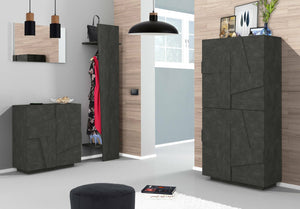 Scarpiera Archibal, Made in Italy, a 4 ante battenti, Portascarpe da ingresso, Mobile multiuso, cm 81x38h167, Grigio Cenere