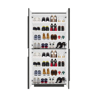 Scarpiera Archibal, Made in Italy, a 4 ante battenti, Portascarpe da ingresso, Mobile multiuso, cm 81x38h167, Grigio Cenere