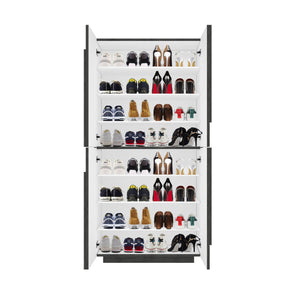 Scarpiera Archibal, Made in Italy, a 4 ante battenti, Portascarpe da ingresso, Mobile multiuso, cm 81x38h167, Grigio Cenere