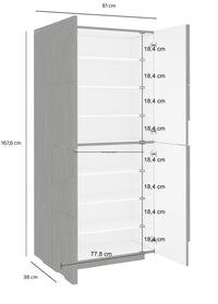 Scarpiera Archibal, Made in Italy, a 4 ante battenti, Portascarpe da ingresso, Mobile multiuso, cm 81x38h167, Grigio Cenere