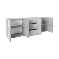 Credenza moderna a 4 ante e 3 Zeus, Made in Italy, Madia da cucina con dettaglio, Buffet di design da soggiorno, cm 224x44h86, Grigio Cenere