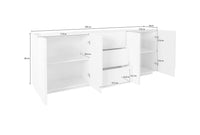 Credenza moderna a 4 ante e 3 Zeus, Made in Italy, Madia da cucina con dettaglio, Buffet di design da soggiorno, cm 224x44h86, Grigio Cenere