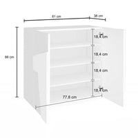 Scarpiera Apetta, Made in Italy, a 2 ante, Portascarpe da ingresso, Mobile multiuso, cm 81x38h86, Grigio Ardesia con dettaglio