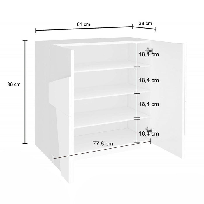 Scarpiera Apetta, Made in Italy, a 2 ante, Portascarpe da ingresso, Mobile multiuso, cm 81x38h86, Grigio Ardesia con dettaglio