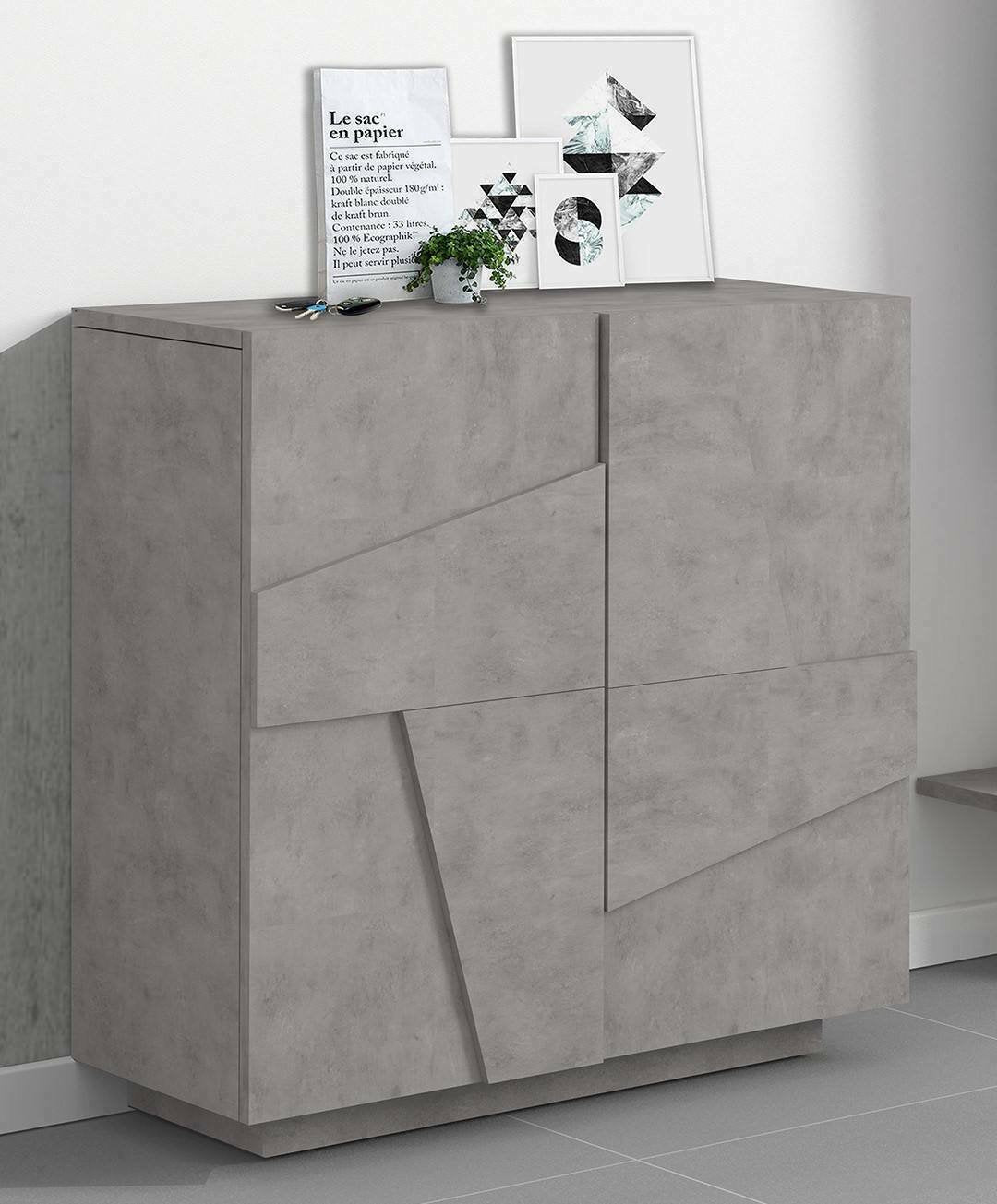 Scarpiera Apetta, Made in Italy, a 2 ante, Portascarpe da ingresso, Mobile multiuso, cm 81x38h86, Grigio Ardesia con dettaglio