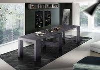 Tavolo da pranzo Anello, Made in Italy, Consolle allungabile fino a 12 posti, con portallunghe, cm 51/300x90h77, Grigio Ardesia