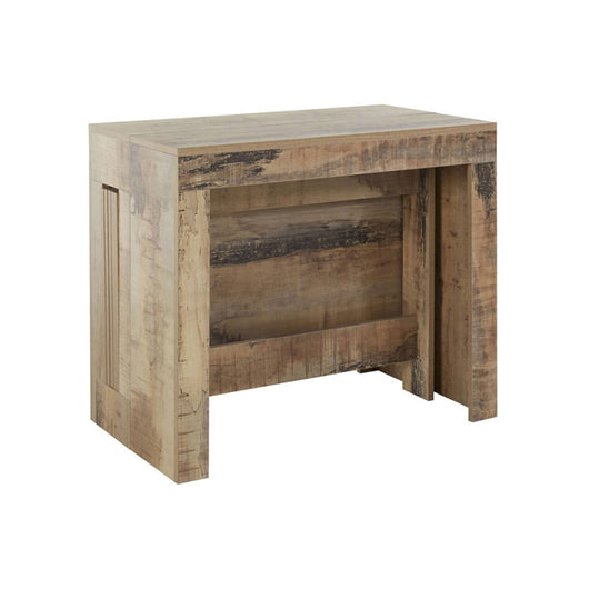 Tavolo da pranzo Anello, Made in Italy, Consolle allungabile fino a 12 posti, con portallunghe, cm 51/300x90h77 Acero