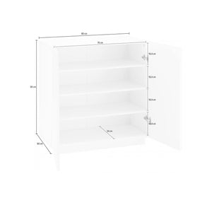 Scarpiera Apetta, Made in Italy, a 2 ante, Portascarpe da ingresso, Mobile multiuso, cm 80x38h86, Bianco lucido