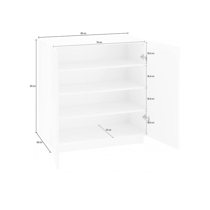 Scarpiera Apetta, Made in Italy, a 2 ante, Portascarpe da ingresso, Mobile multiuso, cm 80x38h86, Bianco lucido