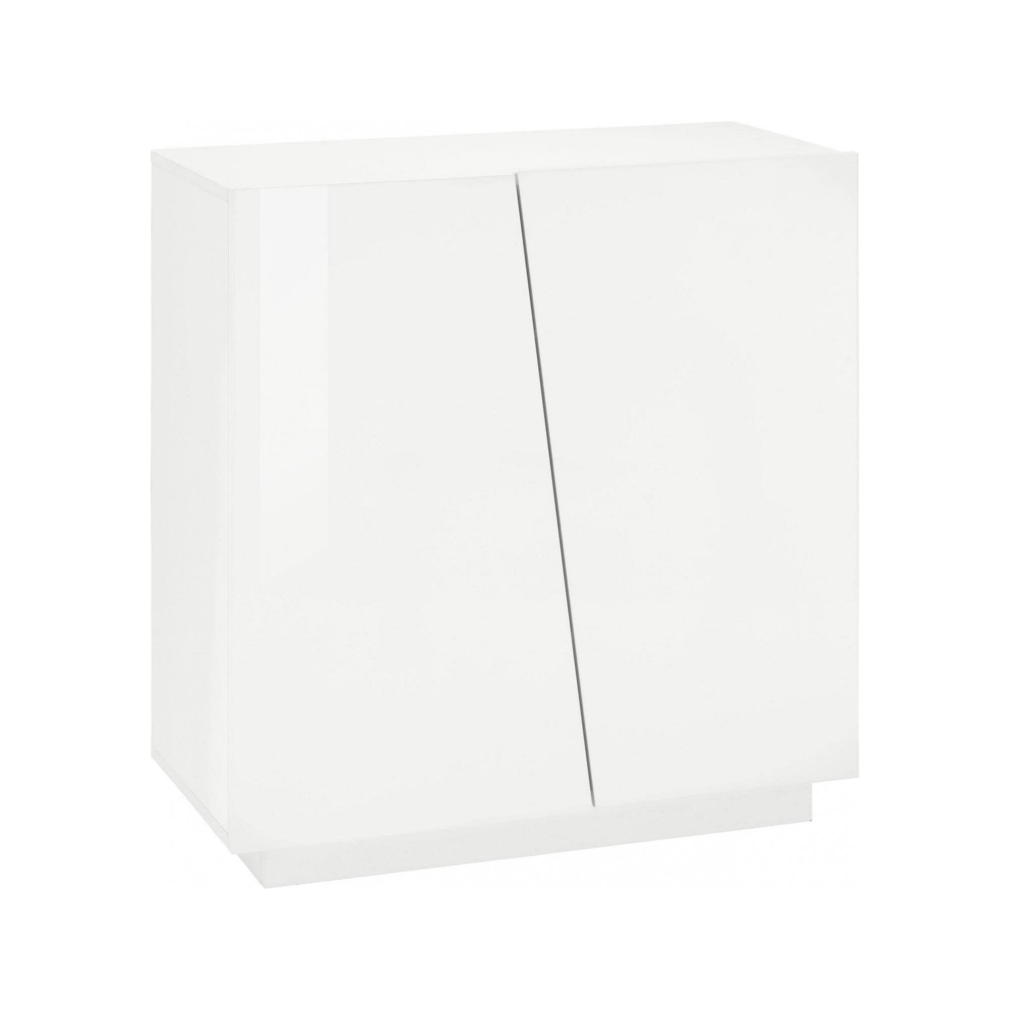 Scarpiera Apetta, Made in Italy, a 2 ante, Portascarpe da ingresso, Mobile multiuso, cm 80x38h86, Bianco lucido