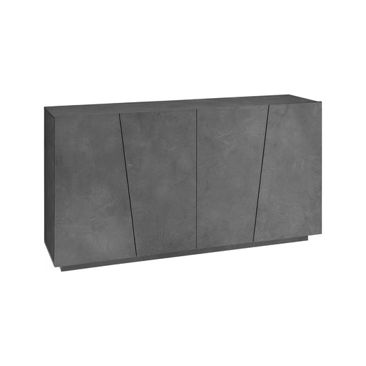 Credenza moderna a 4 Ackhab, Made in Italy, Madia da cucina, Buffet di design da soggiorno, cm 159x43h86, Grigio Ardesia