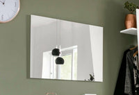 Specchiera da parete Deanna, Made in Italy, Specchio da bagno, cm 80x2h60, Bianco lucido