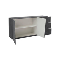 Credenza moderna a 2 ante e 3 Ariet, Made in Italy, Madia da cucina, Buffet di design da soggiorno, cm 180x43h86, Grigio Ardesia